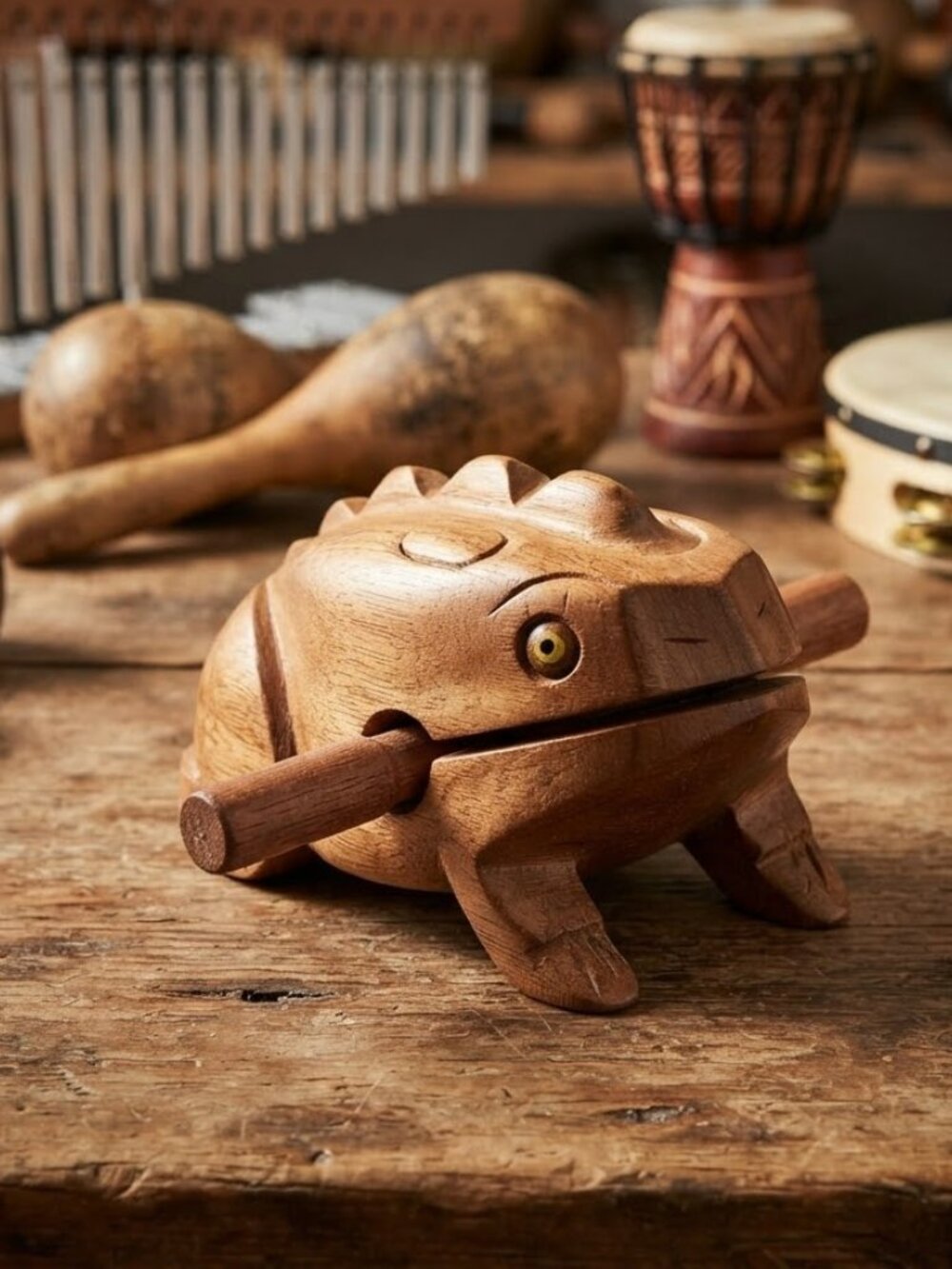 Wooden Frog Rasp Musical Instrument Percussion Hand Crafted - Picture 1 of 13
